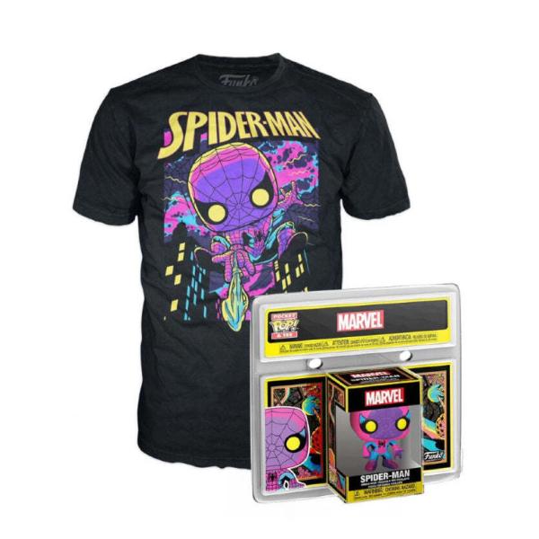 Funko Pocket Pop! und Tee: Disney - Blacklight Spider-Man T-​Shirt